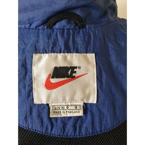 Nike Women's Vintage 90's Jacket Large Navy Blue White Tag Zip Track Windbreaker - Picture 6 of 7